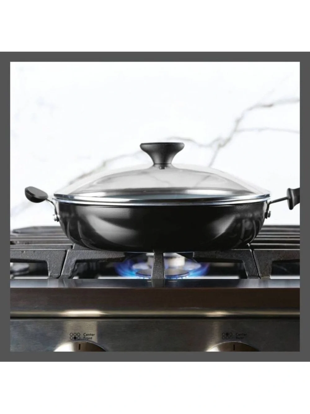 Farberware - Aluminum Ceramic Deep Skillet Cookware Black/Gray